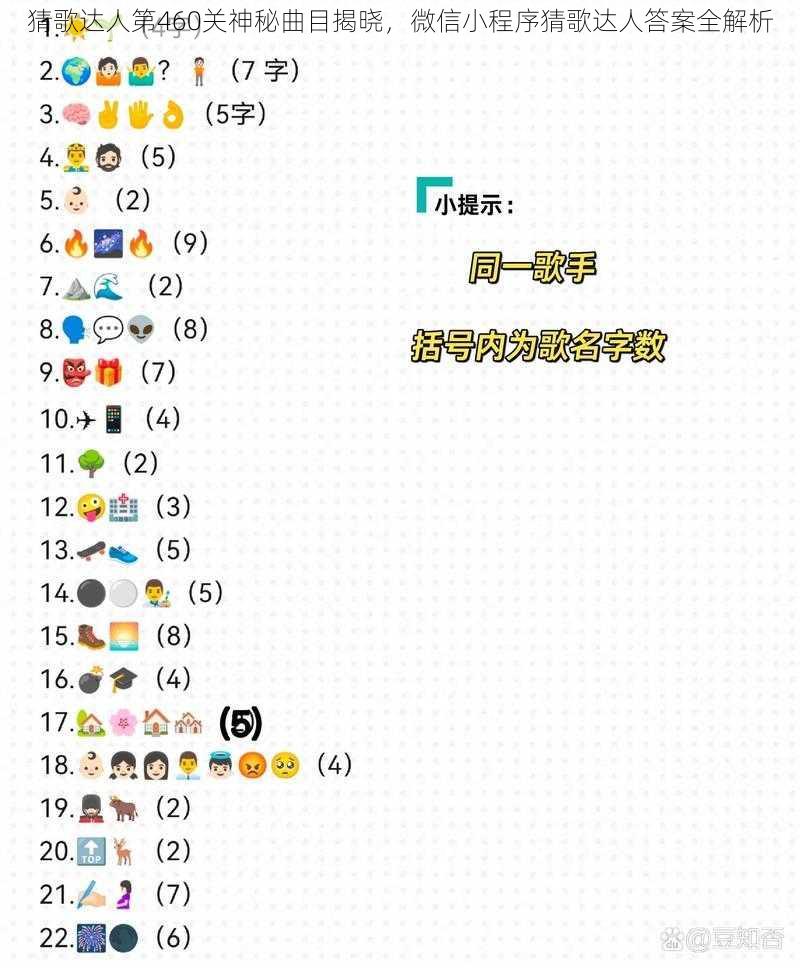 猜歌达人第460关神秘曲目揭晓，微信小程序猜歌达人答案全解析