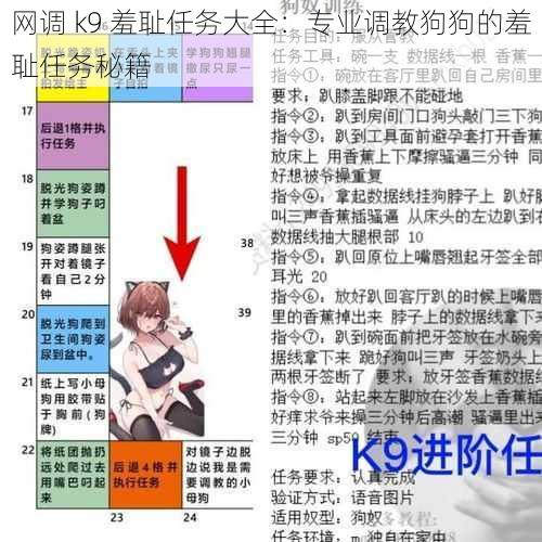 网调 k9 羞耻任务大全：专业调教狗狗的羞耻任务秘籍