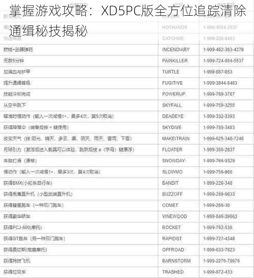 掌握游戏攻略：XD5PC版全方位追踪清除通缉秘技揭秘